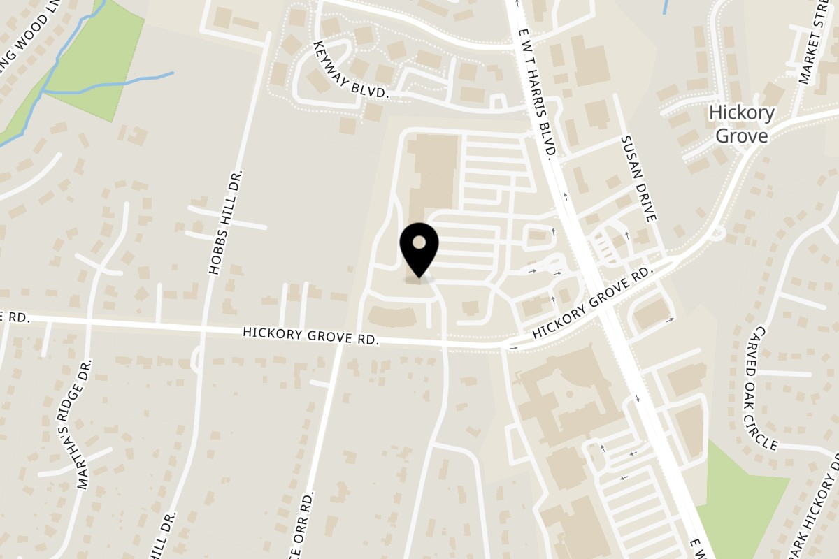 Map showing the location of Why Not Pizza on 7008 E W.T. Harris Blvd Suit 1 in Charlotte